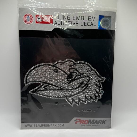 Team ProMark KANSAS Jayhawk UNIVERSITY Head Logo Bling Decal Adhesive Emblem - Picture 1 of 2
